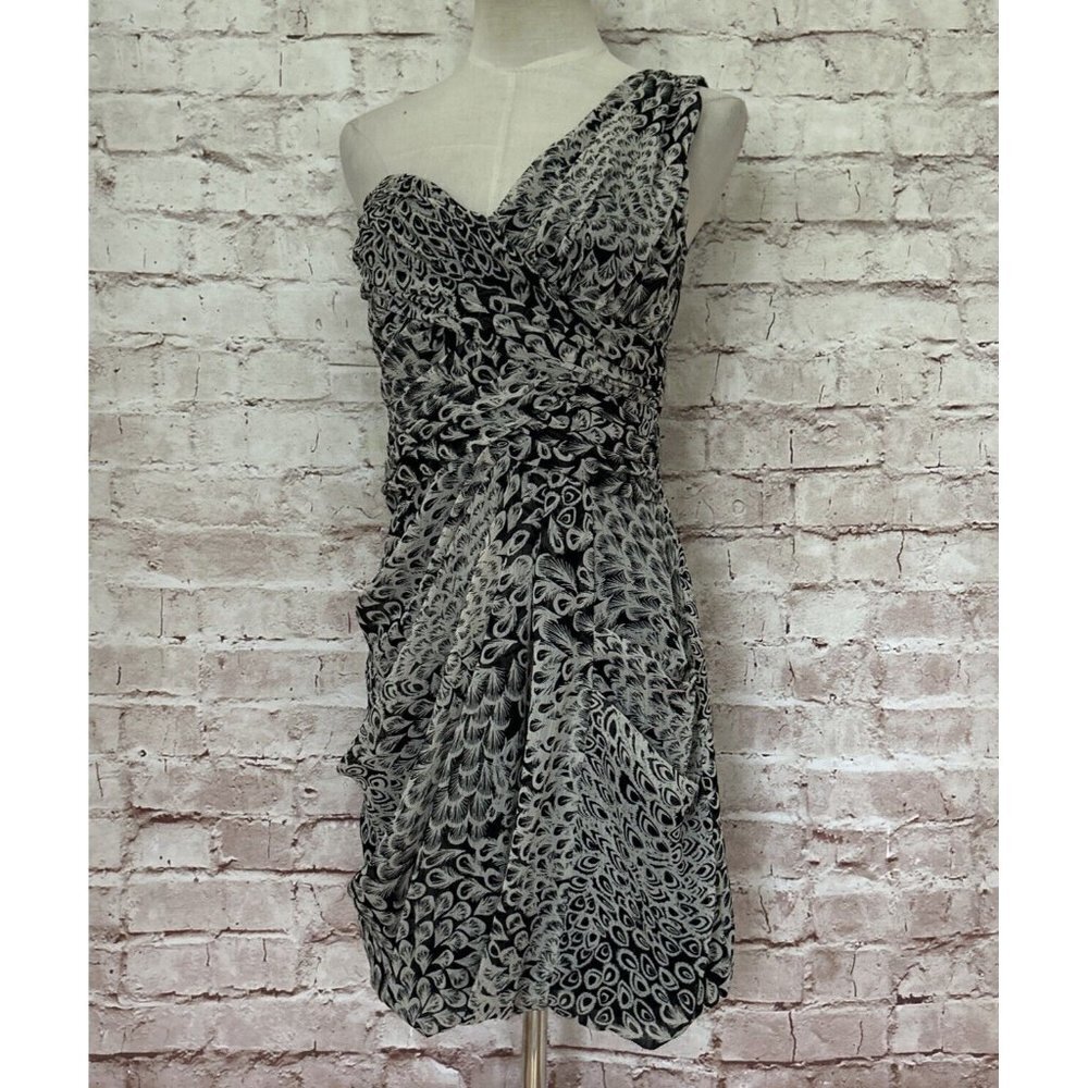 Max and Cleo Womens One Shoulder Sheath Cocktail Dress Ruched Black Size 2 NEW